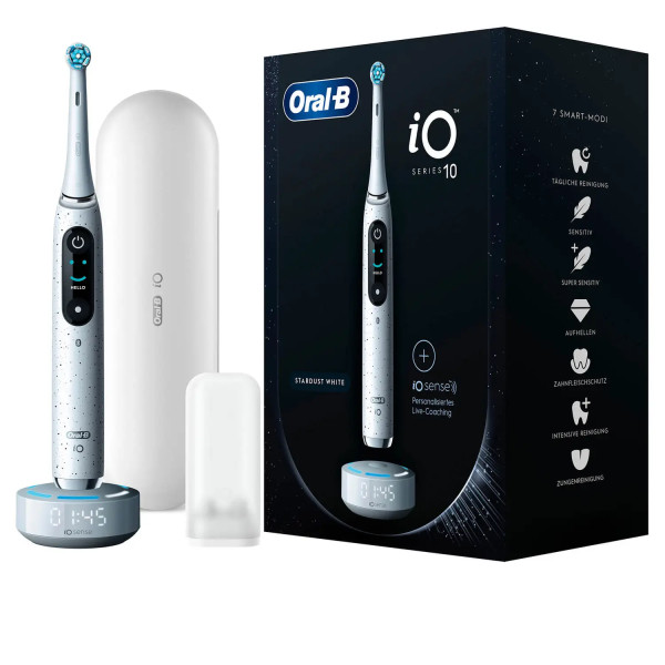Oral-B iO 10 Elektrische Zahnbürste mit iOSense, Stardust White