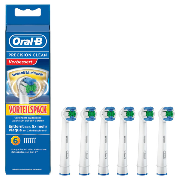 Oral-B Ersatzzahnbürsten Precision Clean 6er Pack mit Bakterienschutz
