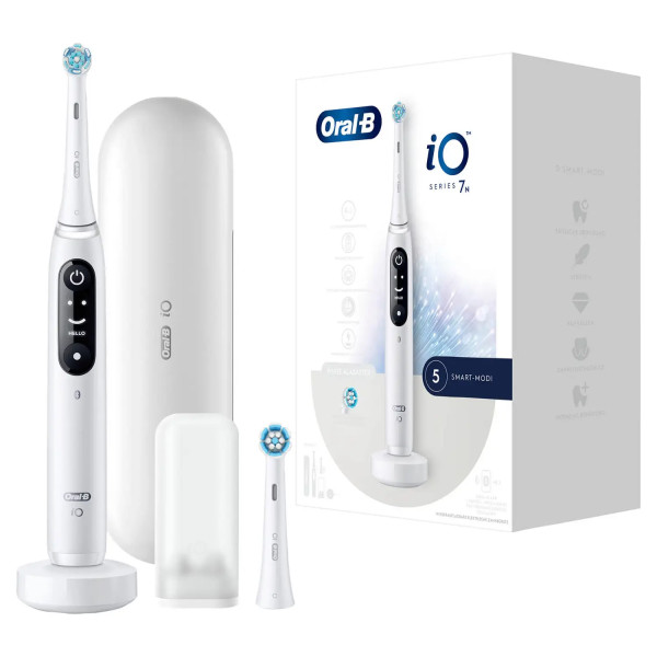 Oral-B iO 7 Elektrische Zahnbürste mit Magnet-Technologie, weiß